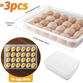 Deviled Egg Containers with Lid - 3 Pack 72 Count Reusable Platter Storage Tray for Refrigerator, Party, Thanksgiving, Christmas, Easter, Potlucks, Tea Parties, Picnics, Brunches, Breakfasts, Birthday