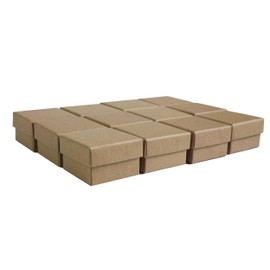 Emartbuy Set of 48 Brown Square Cardboard Jewellery Ring Boxes, Gift Box for Anniversaries, Weddings, Birthdays Size - 5 cm x 5 cm x 4 cm