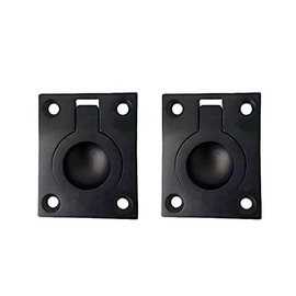 QCAA Solid Brass Flush Ring Pull, 36.5 x45 mm, Matte Black, 2 Pack, Made in Taiwan