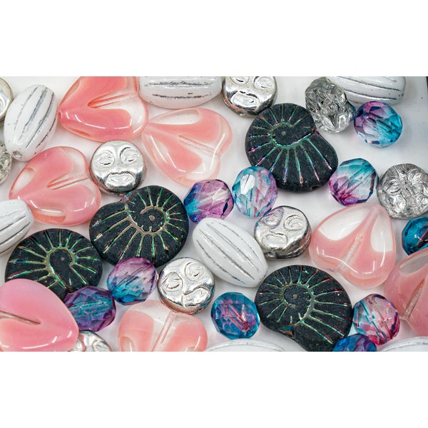 1.4oz (40g) Limited Mix of Large Czech Glass Beads, Moon