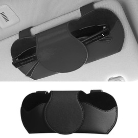 ANBOO Brillenhalter für Auto, Auto Sun Visor Aufbewahrungstasche, Hochwertiges PU Leder Brillenetui mit Magnetverschluss Universelles Design passt in alle Fahrzeuge (schwarz)