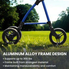 DAILYLIFE Rollator Walker for Seniors & Caregivers - Steerable Cane with 7.5" Wheels, Adjustable Height, Folding Design, Lightweight Aluminum Frame - Blue