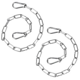Gate Chain Lock, 2Pack Security Chain with Both-Ended Carabiners, 20 Inch Chain Link Gate Latches for Outdoor Fences, Pet Cages, Dog Horse Goat Cow Corral Supplies