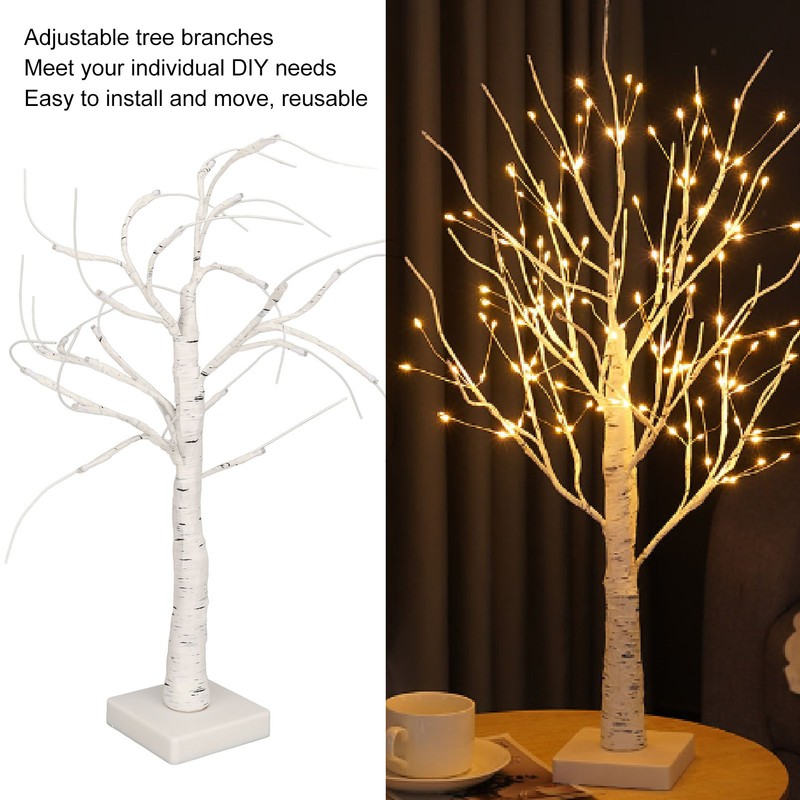 Lighted Birch Tree Adjustable Branches Stable Bottom Birch Tree with