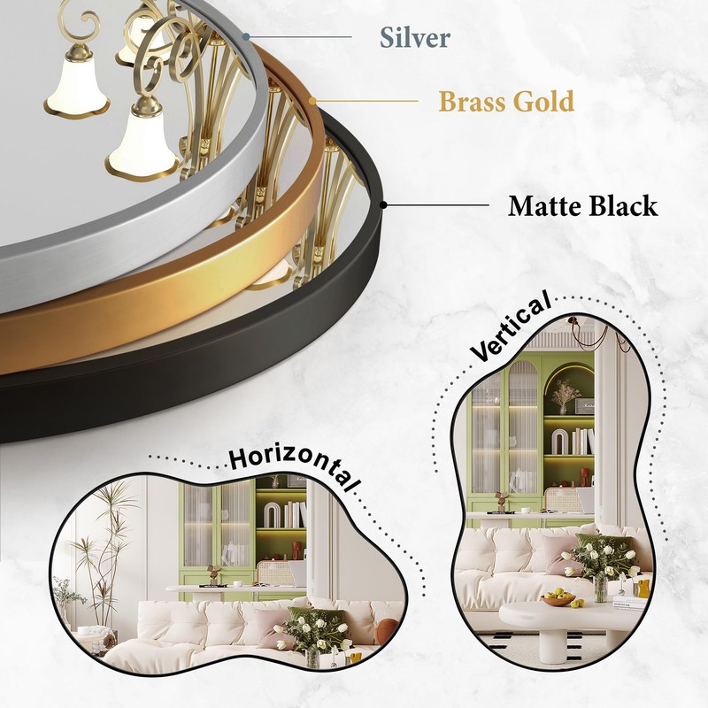 Dorlicecass Irregular Wall Mirror - Wall Mirrors Decorative 20"x36" Black