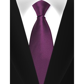 MYNPHYNA 100% Microfiber Solid Color Men's Tie Set in Gift Box with 3.15'' (8cm) Tie, Pocket Square, and Cufflinks (Plum Purple)