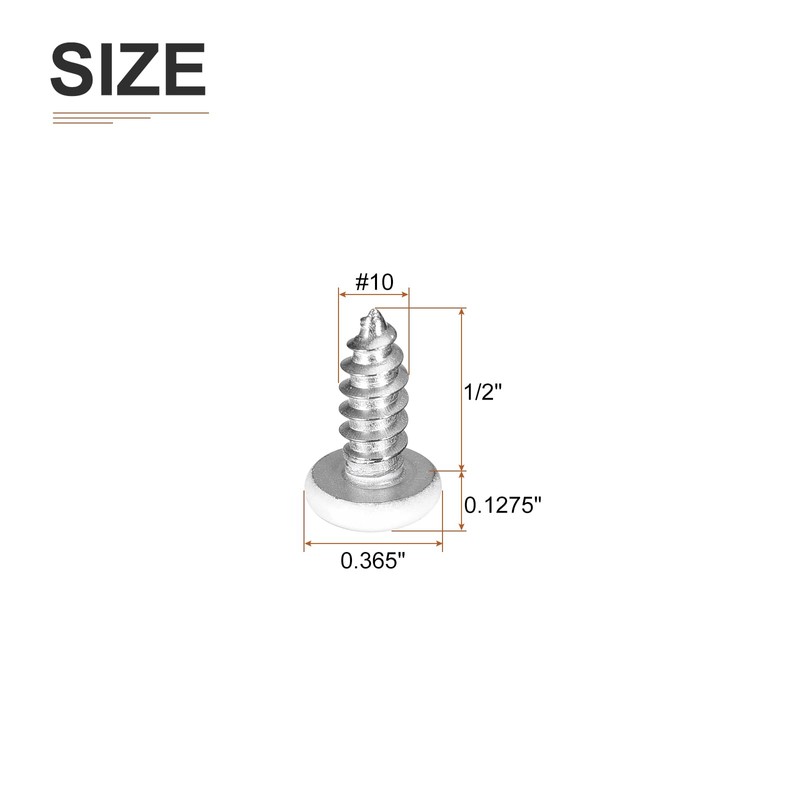 DTGN #10x1/2 White Silver Screws - 25Pack - 304 Stainless