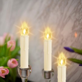10 PCS LED Window Candles with Remote Timer, Battery Operated Flameless Taper Candles, Warm White Flickering Christmas Candles Lights for Home, Holiday, Party, Christmas Tree Decorations(0.7"D x 4"H)