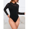 Women's See Through Mesh Long Sleeve Mock Neck Skinny Leotard