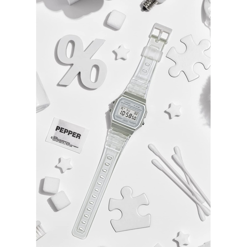 Casio Collection Pop Digital Series Wristwatch, clear white, Modern