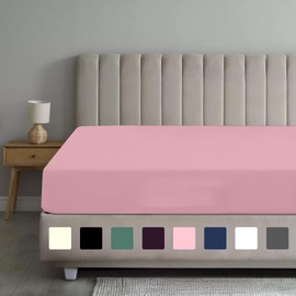 Rohi Double Fitted Sheet 100% Microfibre – 16'' (40cm) Extra Deep Fitted Sheet with All Around Elastic – Ultra Soft, Hypoallergenic & Durable Bed Sheet – Bottom Sheet (Pink – 137 x 190cm)