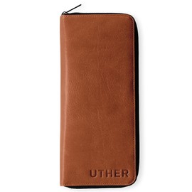 Uther Glove Holder – Leather Zippered Golf Glove Pouch, Tan