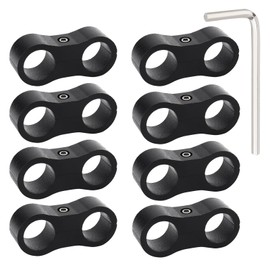 ePathChina 8Pcs AN8 Aluminum Alloy Hose Separator Clamp with Hexagon Wrench, Black Fuel Line Mounting Clamp for Gas Fuel Line