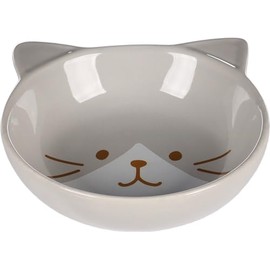 Flamingo Kapo Feeding and Drinking Bowl for Cats, Round, Light Grey, 280 ml, Ceramic, Dishwasher Safe