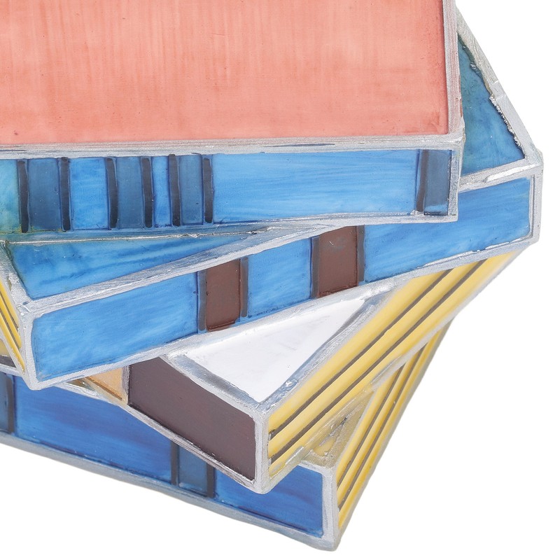 Stained Book Lamp Vintage Style Soft Lighting Stacked Books Table