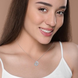 AFSTALR Women's bubble letter chain gold/silver ice out balon necklace with initial pendant bubble jewellery 45 + 5 cm, Stainless Steel