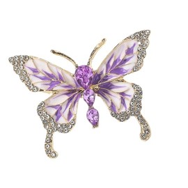 Women's Vintage Multicolor Shiny Crystal Butterfly Lapel Pins Hat Dress Accessories Wedding Birthday Formal Dinner Accessories Gifts -Purple