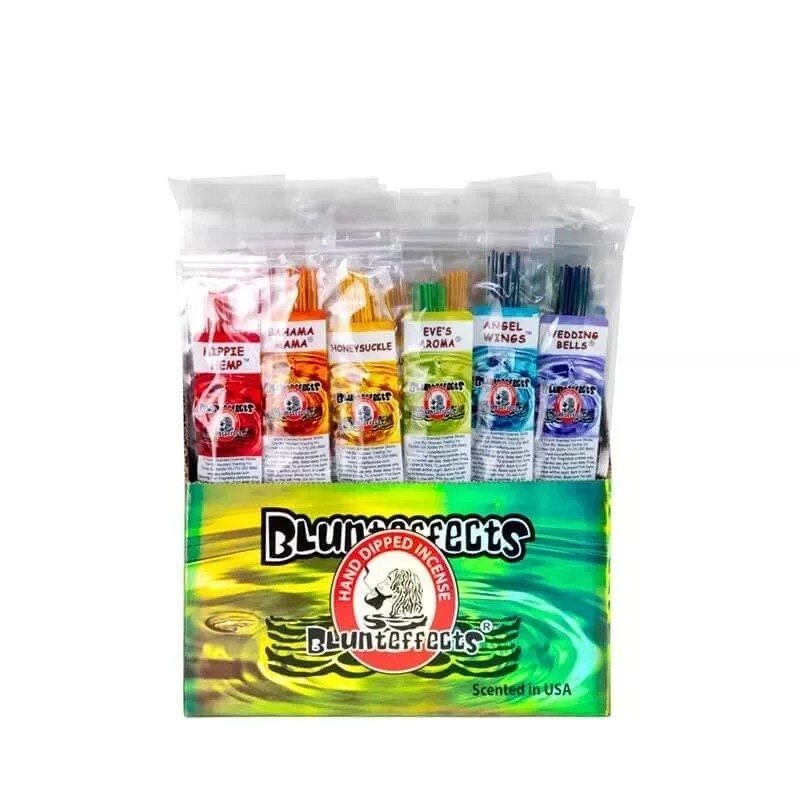 BLUNTEFFECTS PERFUME WANDS-72 COUNT DISPLAY-HAND DIPPED INCENSE-10 INCH LONG