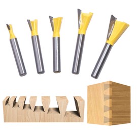 ROOCBIT - Juego de brocas para fresar de cola de milano de 1/4 pulgadas (1/4, 3/8, 1/2, 5/8, 3/4)