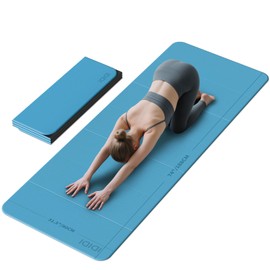 8mm Extra Large Foldable Yoga & Fitness Mat(74" x 31.5" x 0.32"), Double-Sided Non Slip & Lightweight Pilates Mat, Thick Wide Exercise Mats for Woman Man Kids, Portable Workout Mats for Travel, Studio or Home Use