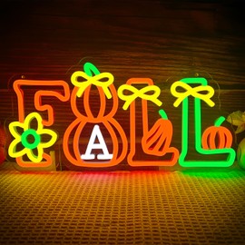 Fall neon sign dimmable Hello Fall Neon Light letter pumkin neon sign harvest season theme decoration FALL letter neon light