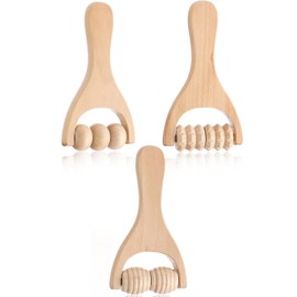 NINFEIQI 3Pcs Wooden Hand Massage Roller, Muscle Roller, Manual Wood Therapy Massage Tools for Back Legs Body Neck Face Arm