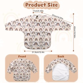 Huiguli Baby Weaning Bibs with Sleeves, Unisex Feeding Bibs 6-12 Months, Waterproof Sleeved Bib Baby for Infant Toddler