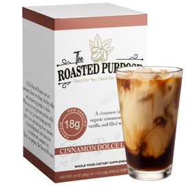 The Roasted Purpose Cinnamon Dolce Latte Instant Organic Coffee with 18g of Grass-fed Collagen Protein, Dairy-Free, Sugar-Free, 10 Pack