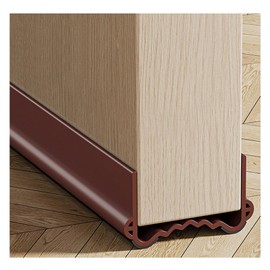 Veki 100cm Cutable Draught Excluder for Bottom of Doors, PVC Double-Sided Draft Excluder for Doors, Noise Blocker Door Draft Excluder, Under Door Draft Stopper for Energy Saving (Wide 3.5-5cm, Brown)