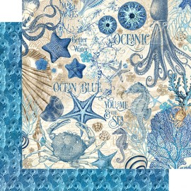GRAPHIC 45 *OCEAN BLUE* 8" x 8" PAD NAUTICAL SEASHELLS SEAHORSE
