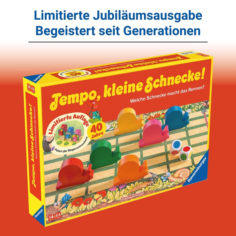 Ravensburger Kinderspiel 23034 Tempo Small Snail 40th Anniversary, Popular Snail