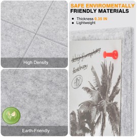 Large Cork Board for Wall,Grey Bulletin Board, 12 Pack Felt Wall Tiles with Pushpins, Cork Boards for Office Pin Board Tack Board Cork Boards (Grey)