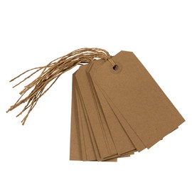 JAM PAPER Premium Gift Tags with Twine String - 4 1/4 x 2 3/8 - Brown Kraft Recycled - 10/Pack