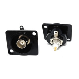 DRUT D-Series Type BNC Plug Connector – Chassis Panel Mount Adapter with Solder Terminal for SDI Video and Coaxial Connections