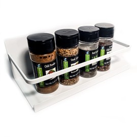 Vlish Magnetic Spice Shelf Rack for Refrigerator - White, Sturdy Metal Organizer, Strong Magnet Spices Storage Organization for Fridge, Oven, Washing Machine, Water Dispenser and more - Space-Saving