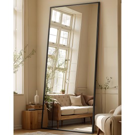 Antok Full Length Mirror, 71"x28" Floor Mirror, Floor Standing Mirror Freestanding Full Body Mirror with Stand for Bedroom, Hanging Mounted Mirror for Living Room Cloakroom, Black