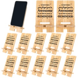 Yuuchoringee 12 Pcs Employee Appreciation Gifts Bulk Bamboo Wood Phone Stand for Desk Office Thank You Gifts for Coworkers Staff Administrative Team Graduation Teacher Nurse Week (Awesome Reminder)