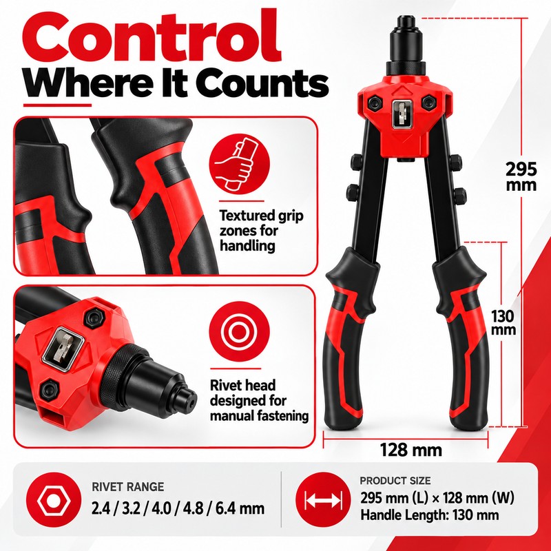 Manual Blind Rivet Gun for Metal Fastening – Labor-Saving Long-Handle