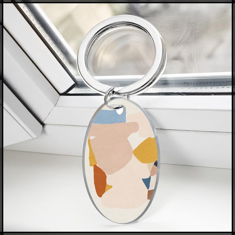 White Fang AZ377 Keychain, Floral Design, Stylish, Gift, Flower Pattern,