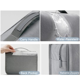 JVIKAA Hanging Toiletry Bag for Travel - Large Capacity Hanging Wash Bag with Clear Compartments, Lightweight & Durable Cosmetic Organiser for Women & Men (Airport Friendly)