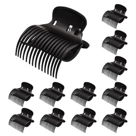 D Hot Roller Clips 12PCS Plastic Roller Clips Hair Curler Clip Replacement Roller Clip For Small Medium Large And Jumbo Hair Rollers Women Girls Hair Section Styling（Black）
