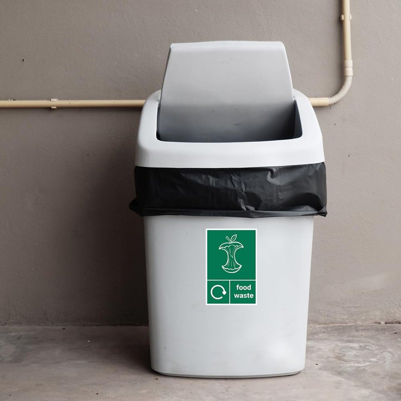 Pack of 2 Food Waste Only Sticker Waterproof (100 x
