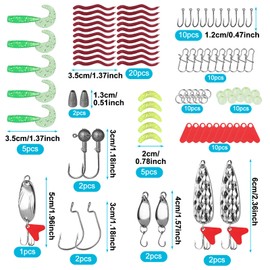 107-Piece Fishing Bait Set, Rubber Fish, Fishing Bait Mixed Artificial Bait, Fishing Accessories Set with 1 Box for Zander, Trout, Bass, Fishing Fishing Bait for Freshwater Saltwater