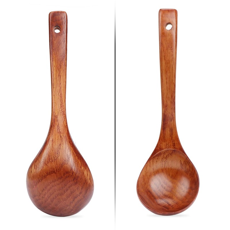 TsunNee Wooden Soup Ladle, Natural Wood Soup Spoon, Porridge Spoon,
