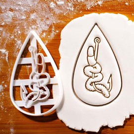 BAKERLOGY Bait with Worm Cookie Cutter - Detailed Cookie Cutter Design for Baking and Crafts, Ideal for Fondant, Dough, Clay