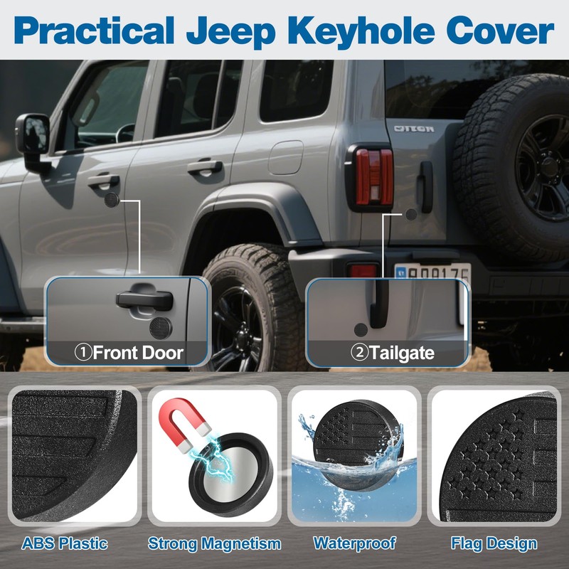 MYFAMIREA Magnetic Keyhole Covers for Jeep Wrangler JL/Gladiator JT 2018-2025