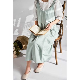 (One Size, Mint Green) - ZI TENG Cotton and Linen Apron Fashion Adjustable Bib Chef Apron, Fashion Coffee Shop Waist Kitchen Aprons & Women Apron for Cooking,Maid Apron Baking, Gardening 80cm X 110cm