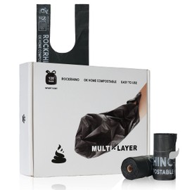 Ultra Thick RockRhino Dog Poop Bags - ECO Heavy Duty, Multi-Layer Bottom, 0% Plastic, 100% Home Compostable, Mint-Scented, Easy Open Tie Handles, Glove-Like Fit - 120 Bags