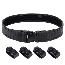 TACNEX Basket Weave Duty Belt w/Hook Lining 2" Police Duty Belts Law Enforcement Outer Belt w/ 4 Belt Keepers L