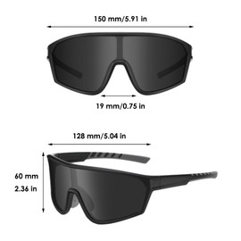 Gafas de Sol Deportivas Polarizadas para Hombres, Mujeres, Jóvenes, Conducción, Ciclismo, Pesca, Correr, Gafas de Sol con Cordón y Bolsa de Gafas, Gafas de Protección 100% UV, Negro